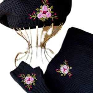 شال و کلاه دستکش گل دوز کد 02